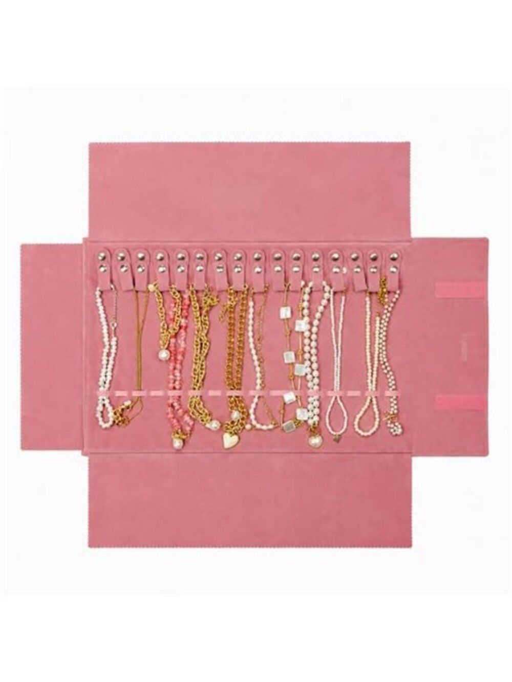 Velvet Jewelry Roll Travel Jewelry Organizer Necklace Bracelet Storage Case Bag